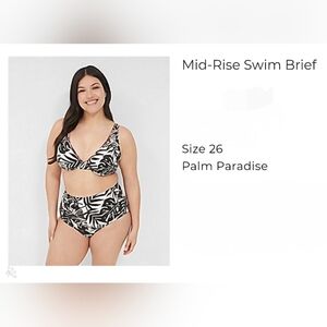 Lane Bryant Mid Rise Swim Brief, size 26, NWT